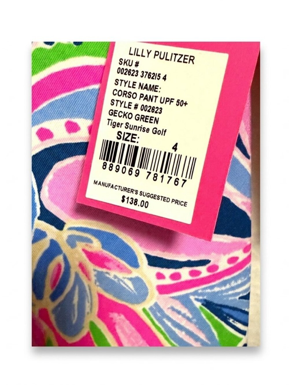 Lilly Pulitzer Corso UPF 50+ Golf Pants Tiger Sunrise Gecko Green Leggings NWT - Picture 5 of 6